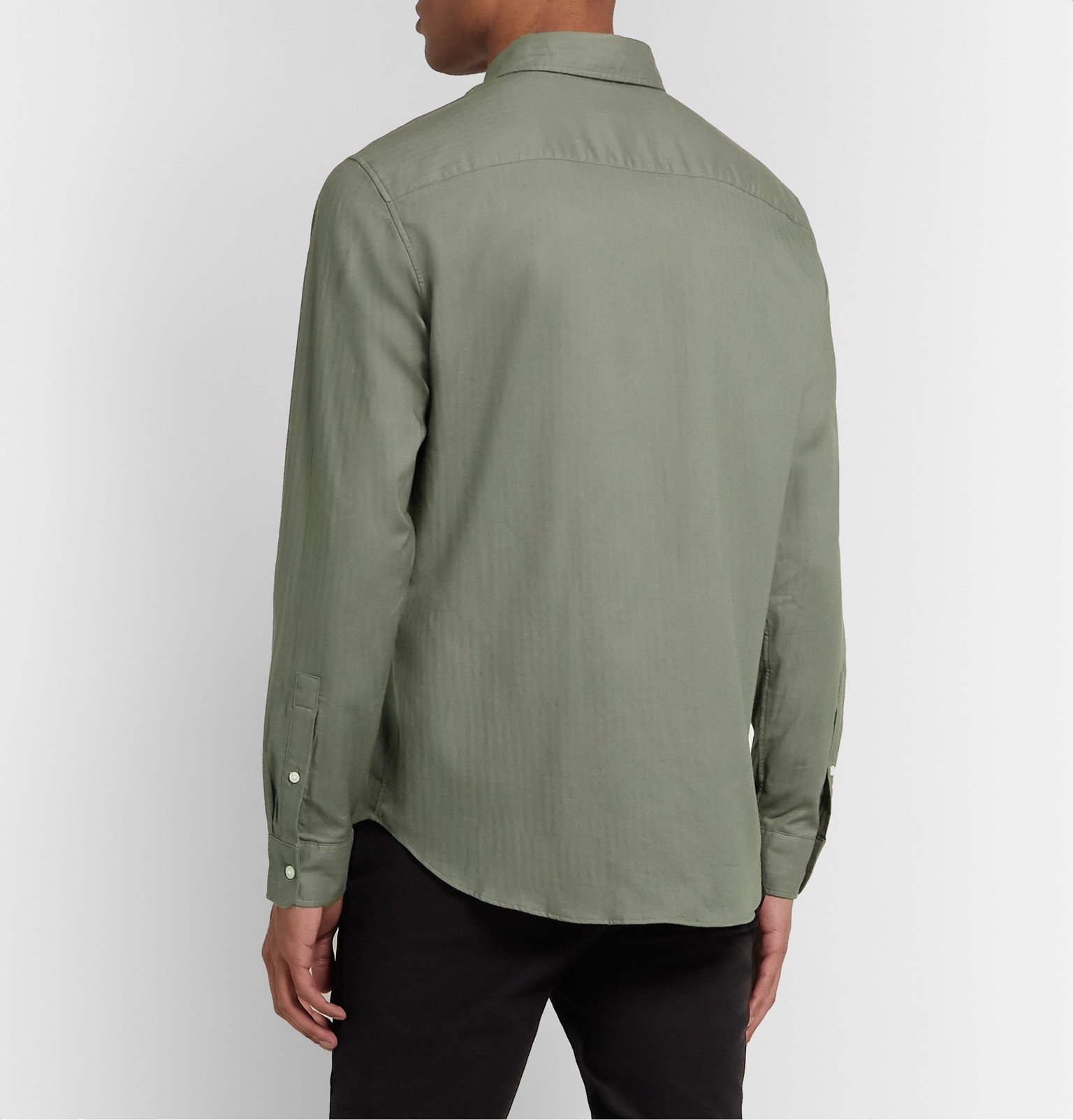 Slim-Fit Button-Down Collar Herringbone 
