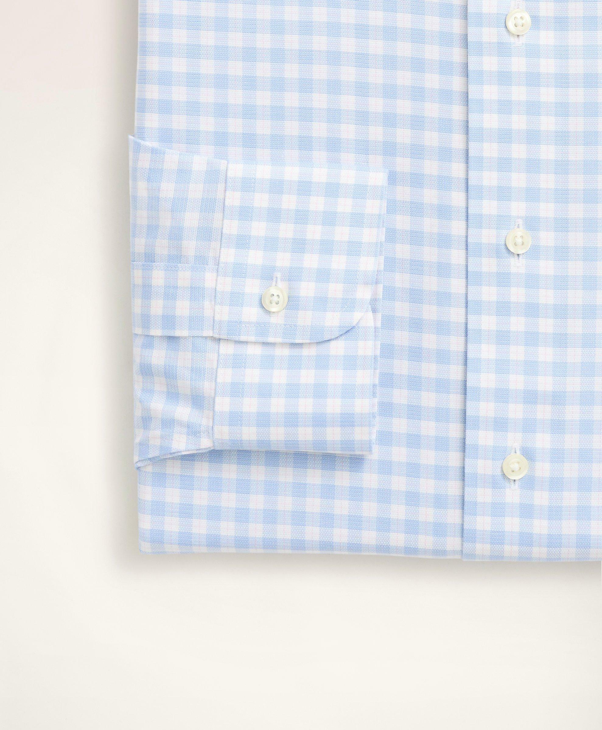 Brooks Brothers Men's Stretch Regent Regular-Fit Dress Shirt, Non-Iron Royal Oxford Ainsley Collar Check | Light Blue