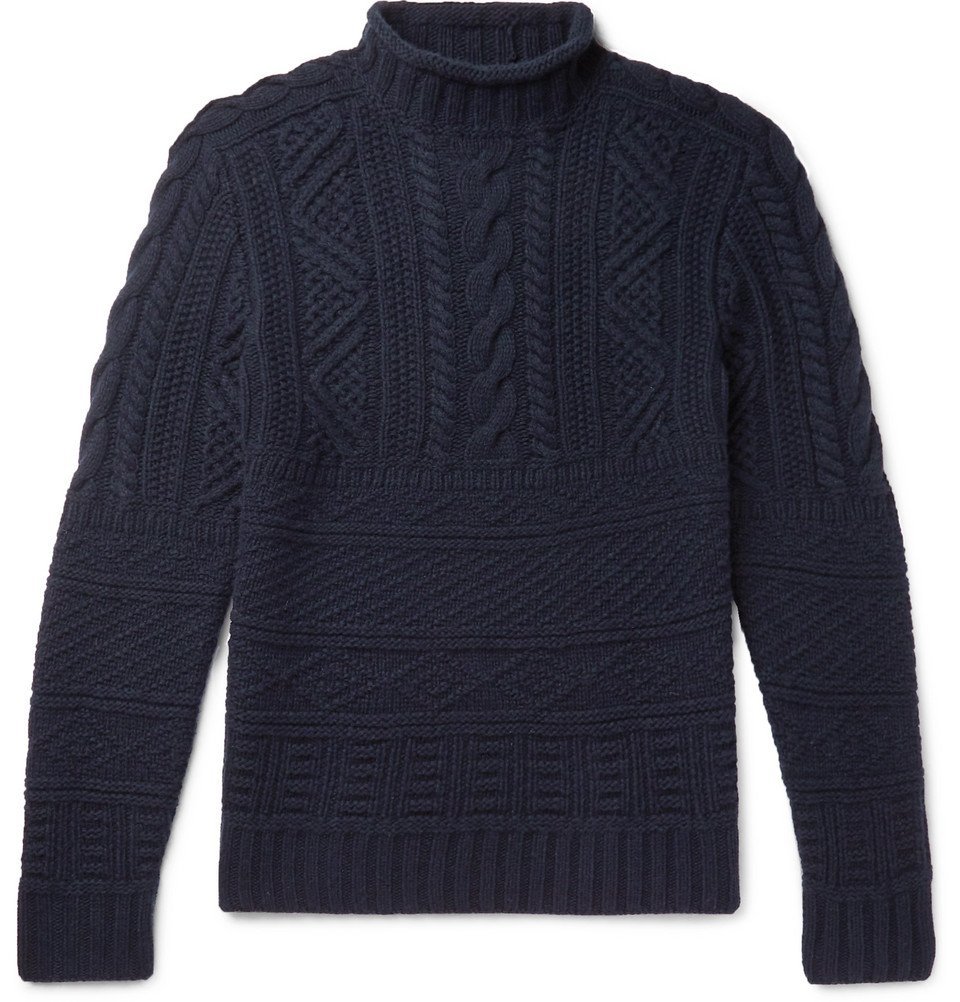 mens cable knit mock neck sweater