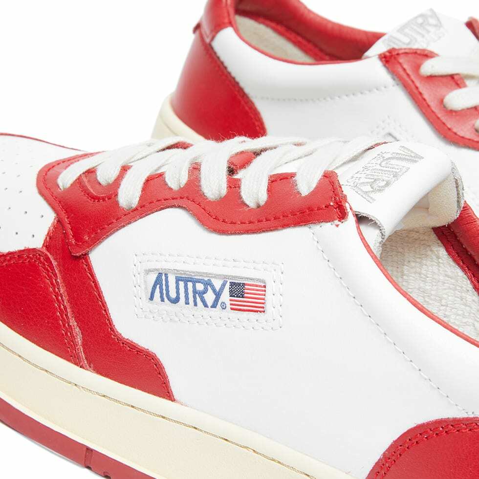 Autry Men's 01 Low Contrast Sneakers in White/Red Autry