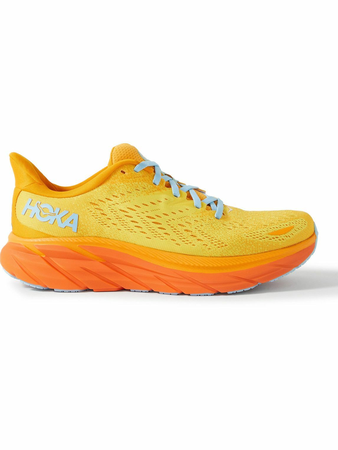 Hoka One One - Clifton 8 Rubber-Trimmed Mesh Running Sneakers - Orange ...