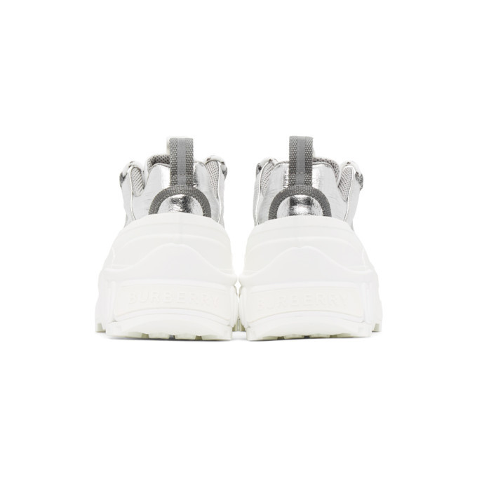 Burberry White and Silver Arthur Story Sneakers Burberry