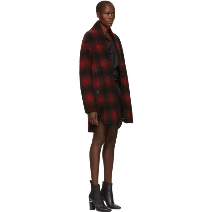 Isabel Marant Etoile Black and Red Gabrie Wool Coat