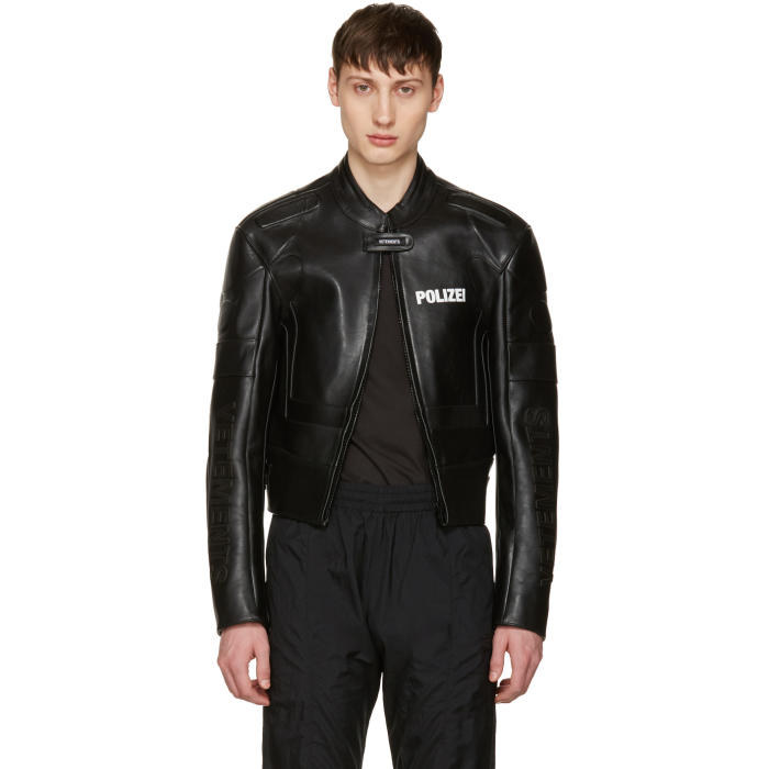 Vetements Black Leather Racing Jacket Vetements