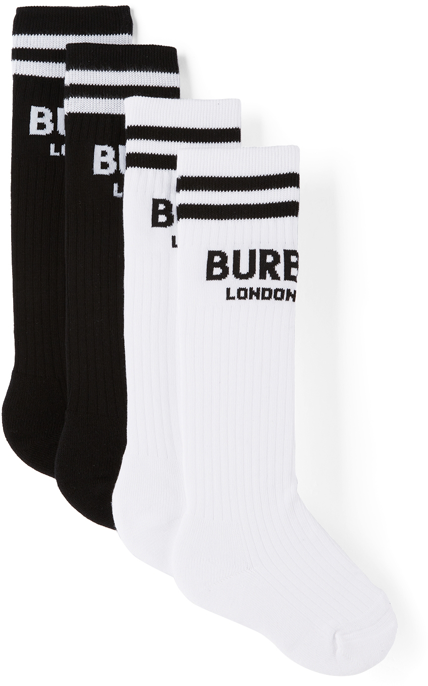 Photo: Burberry Kids Two-Pack Logo Socks