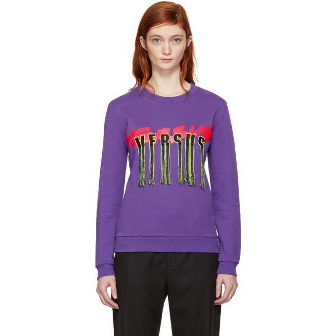 Versus Purple Fringed Logo Sweatshirt Versus