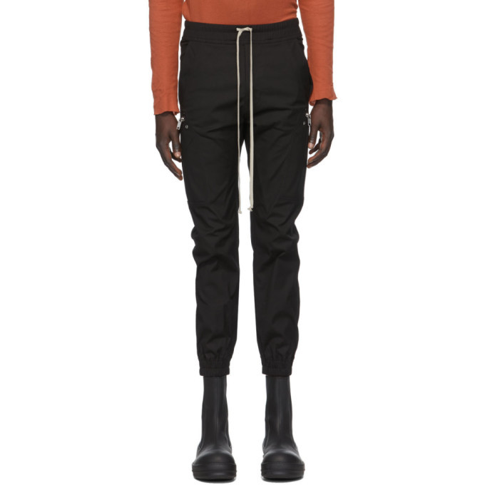 Rick Owens Black Poplin Cargo Jogger Pants Rick Owens