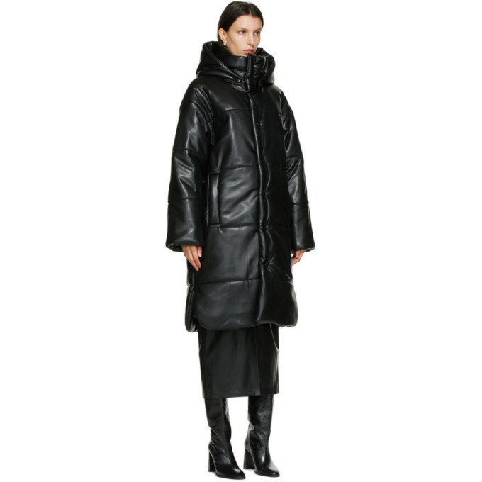 Nanushka Black Faux-Leather Eska Long Coat Nanushka