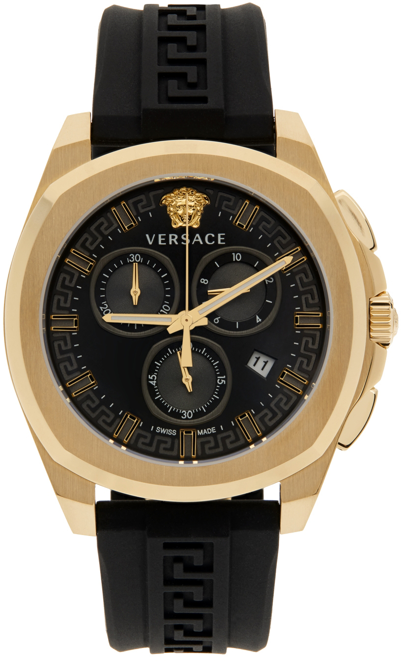 Versace Black & Gold Geo Chrono Watch Versace