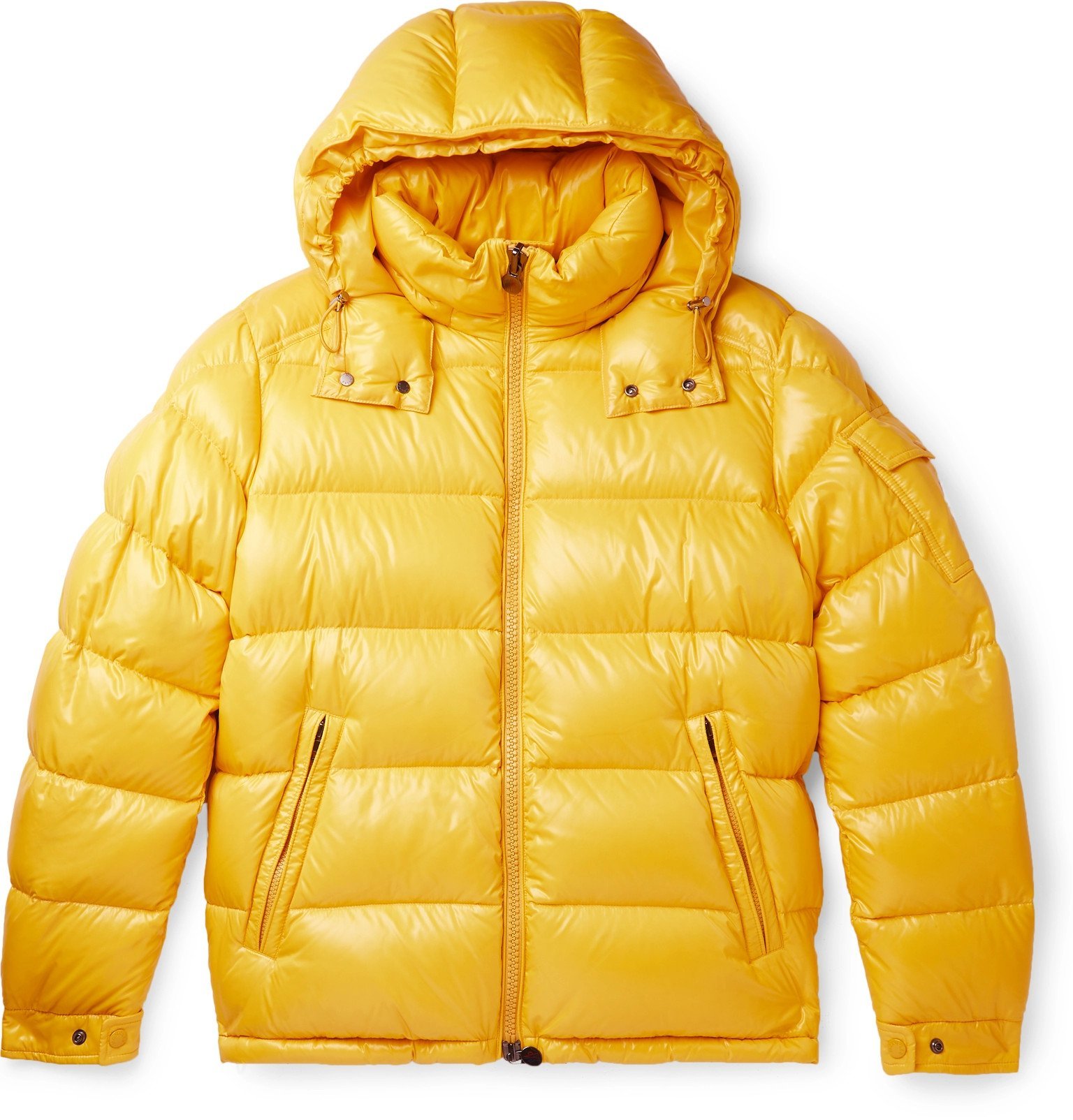 Moncler - Maya Quilted Glossed-Shell Hooded Down Jacket - Yellow Moncler