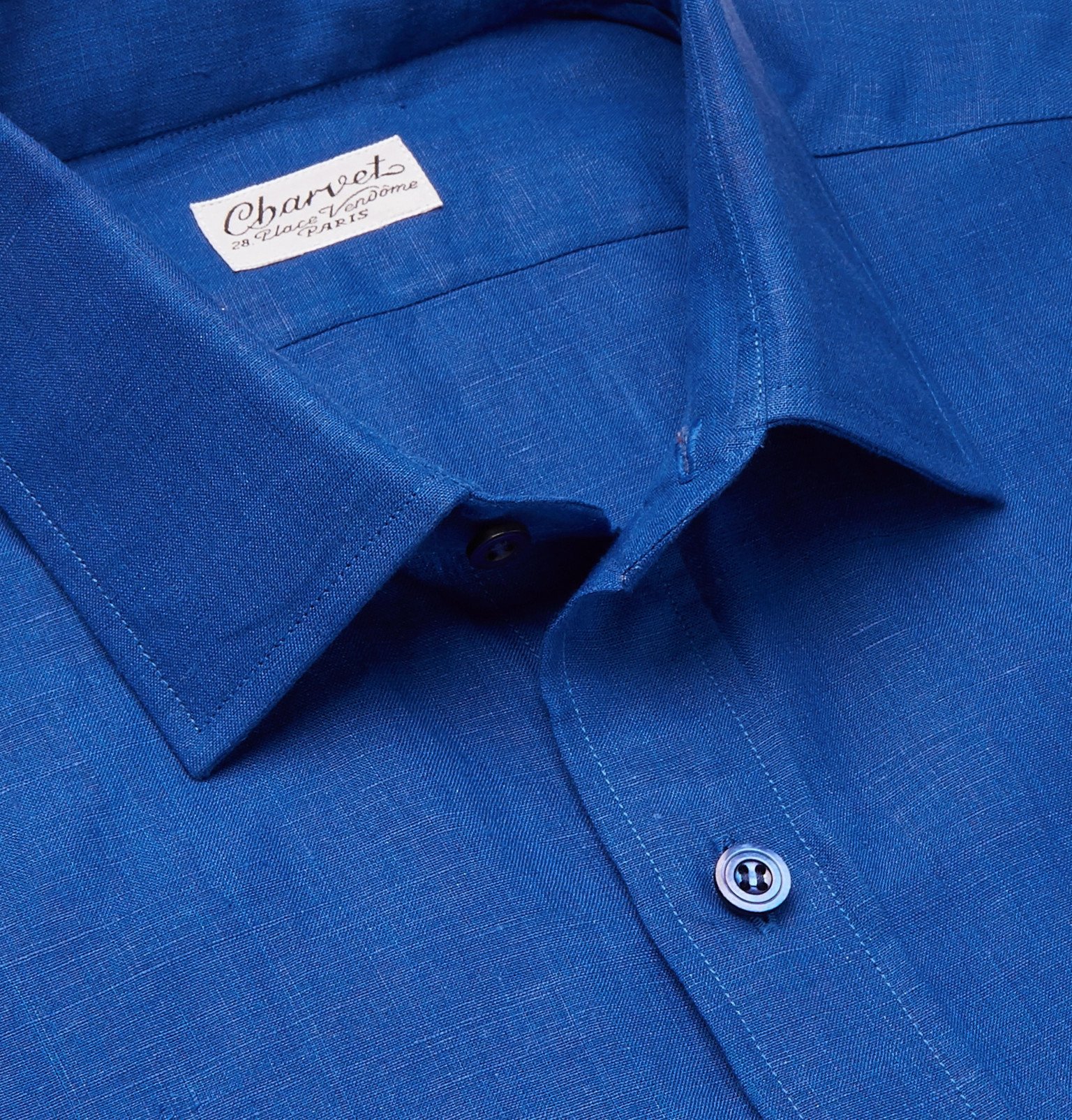 Charvet Linen Shirt Blue Charvet