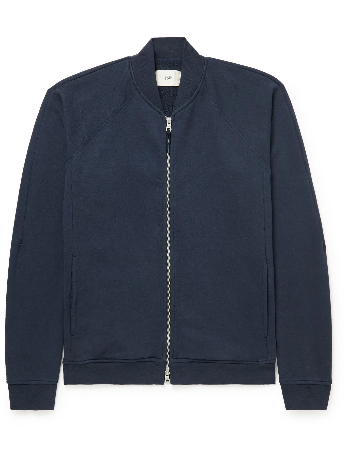 Folk - Rivet Organic Cotton-Jersey Bomber Jacket - Blue Folk