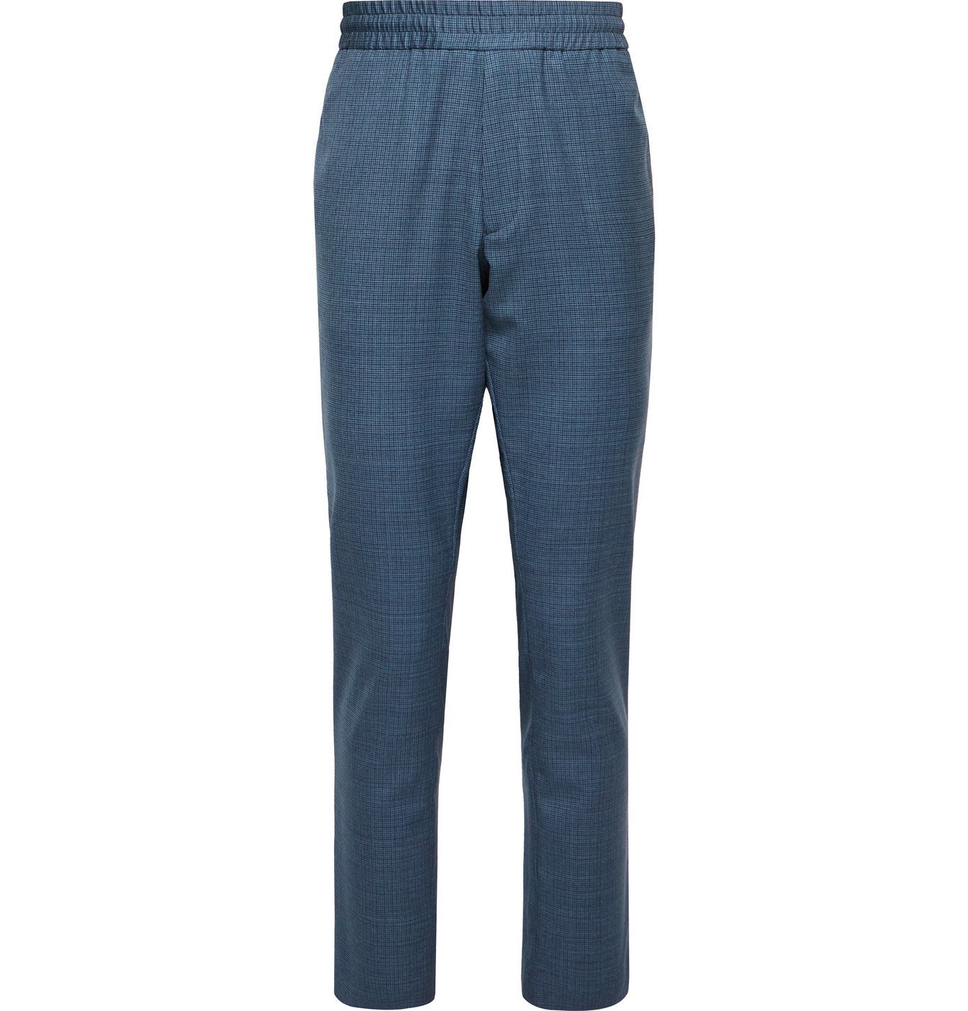 PAUL SMITH - Slim-Fit Micro-Checked Wool Trousers - Blue Paul Smith