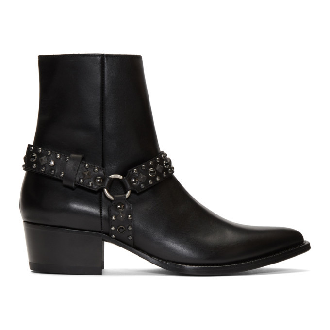 Amiri Black Studded Harness Boots Amiri