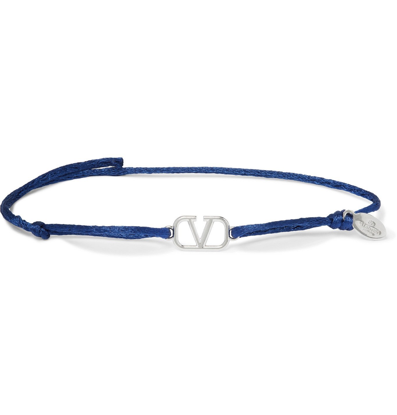 Slime Resonate Flytte Valentino - Valentino Garavani Logo-Detailed Cord and Silver-Tone Bracelet  - Blue Valentino Garavani
