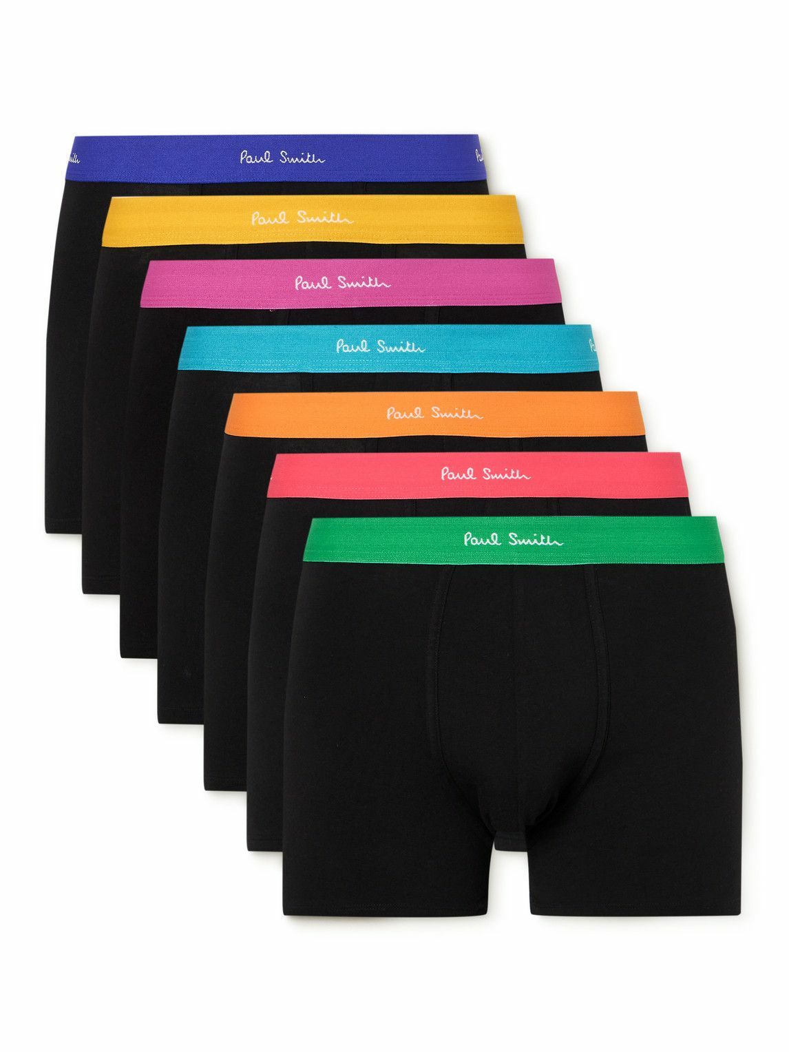 Paul Smith - Seven-Pack Striped Stretch-Cotton Boxer Briefs - Black ...