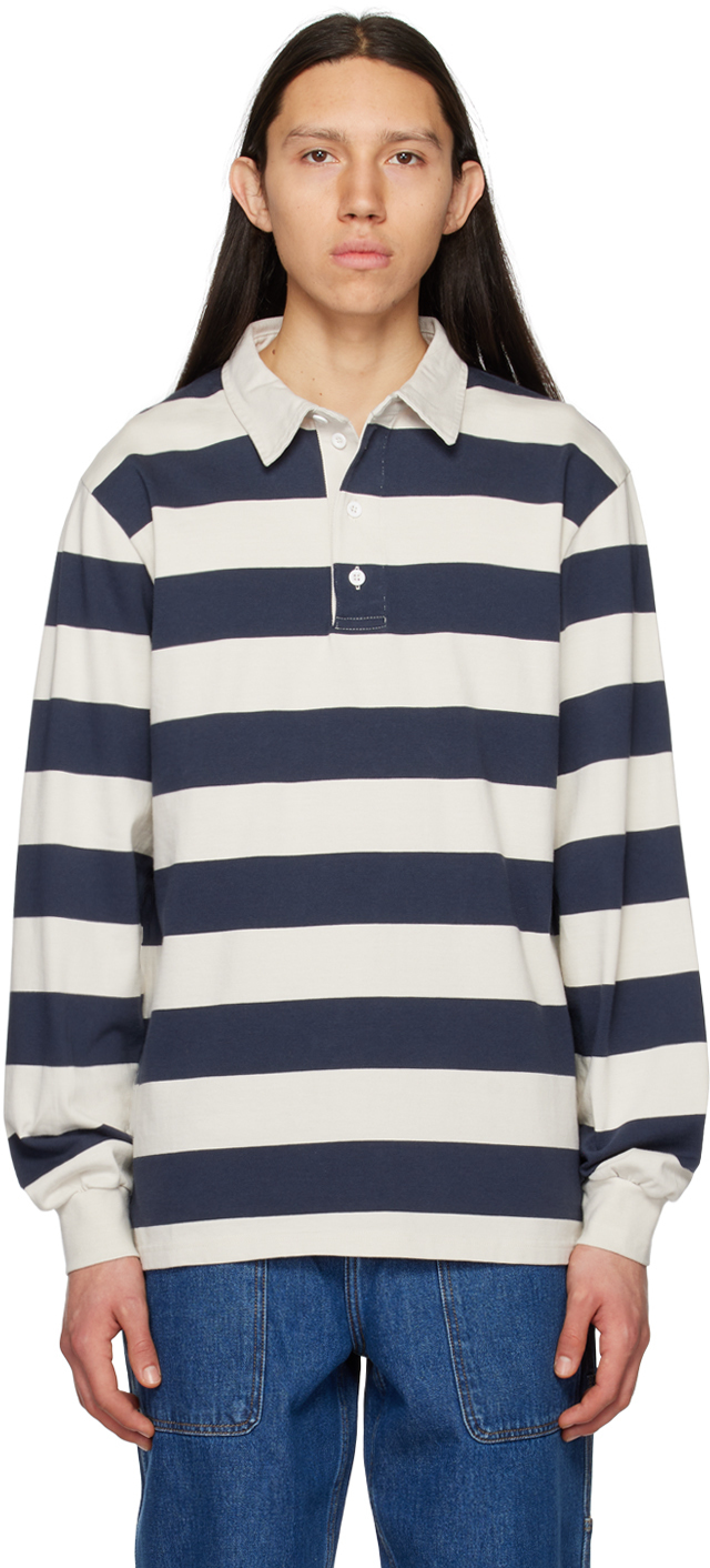 Palmes Navy & Off-White Colt Rugby Long Sleeve Polo