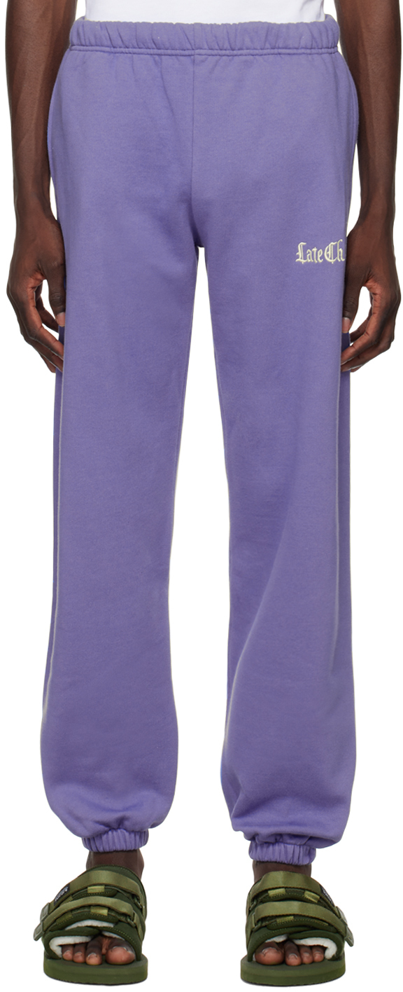 Photo: Late Checkout Blue Embroidered Lounge Pants
