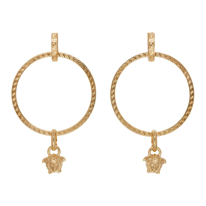 Versace Gold Medusa Hoop Drop Earrings Versace