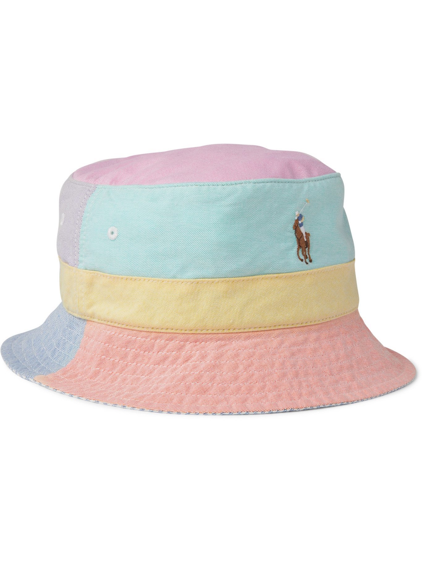 POLO RALPH LAUREN - Logo-Embroidered Colour-Block Cotton-Canvas Bucket Hat  - Multi - S/M Polo Ralph Lauren