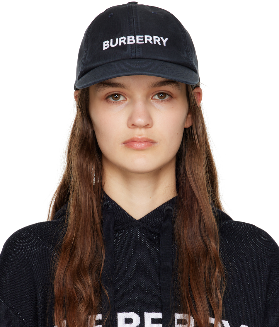 Burberry Navy Embroidered Cap Burberry