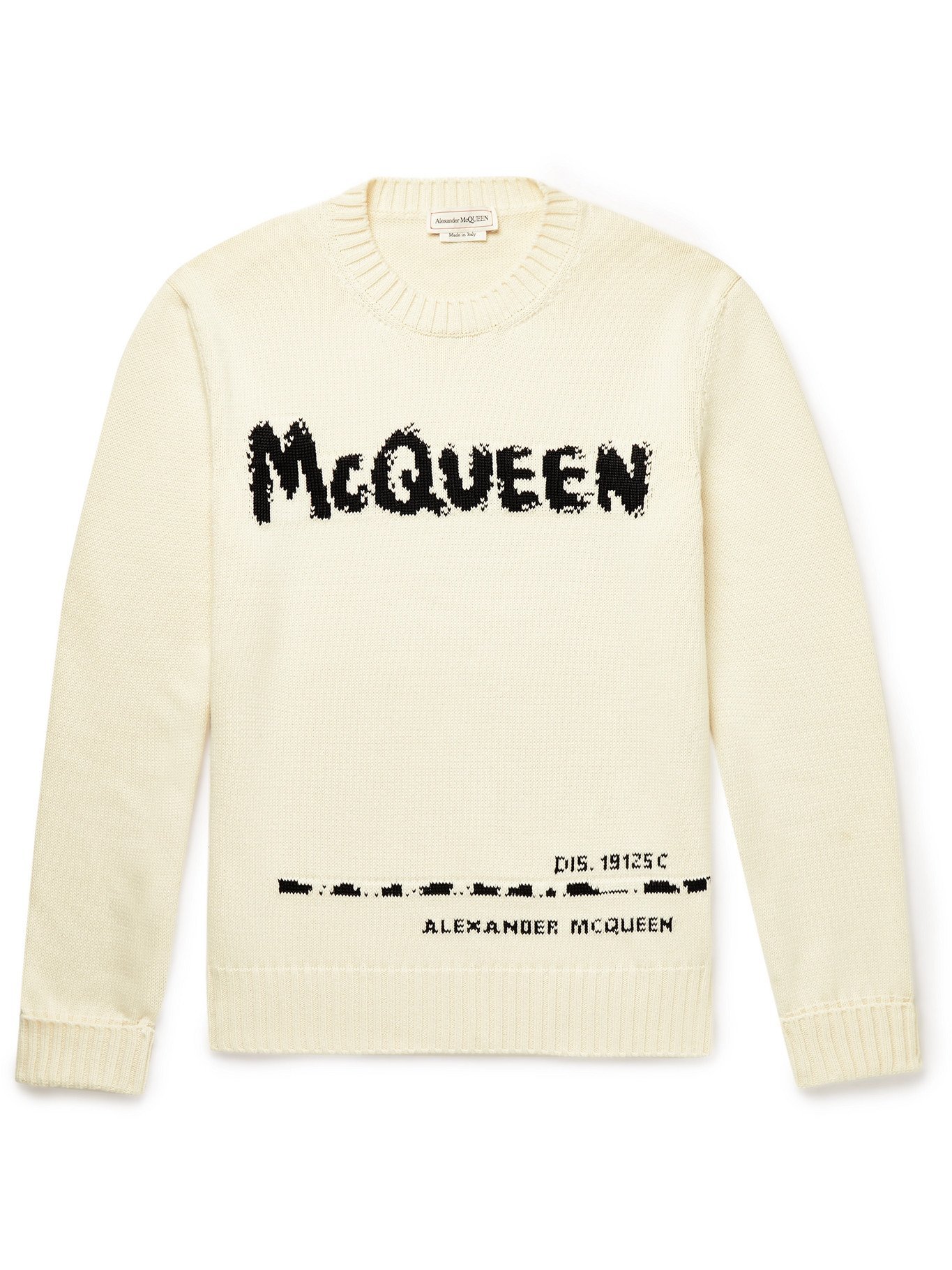 ALEXANDER MCQUEEN - Logo-Intarsia Cotton Sweater - White Alexander McQueen