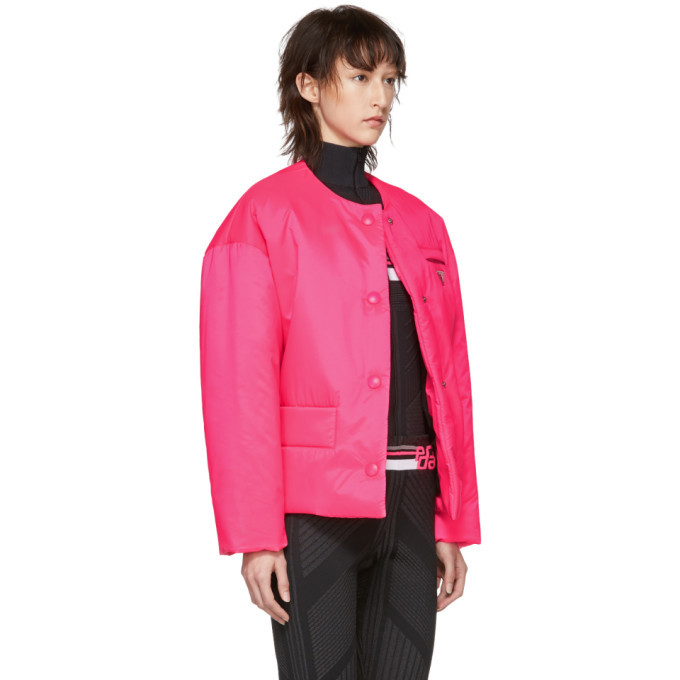 Prada Pink Collarless Puffer Jacket Prada