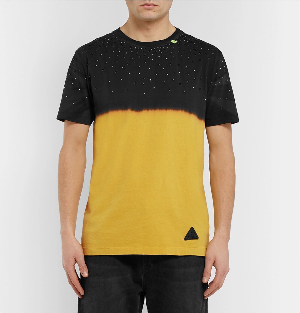 Off-White - Slim-Fit Embellished Tie-Dyed Cotton-Jersey T-Shirt - Men - Yellow Off-White