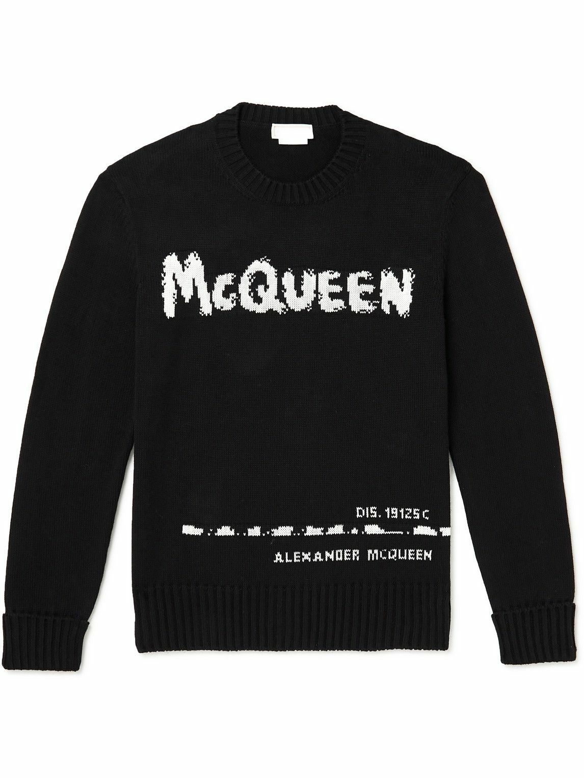 Alexander McQueen - Logo-Intarsia Cotton Sweater - Black Alexander McQueen