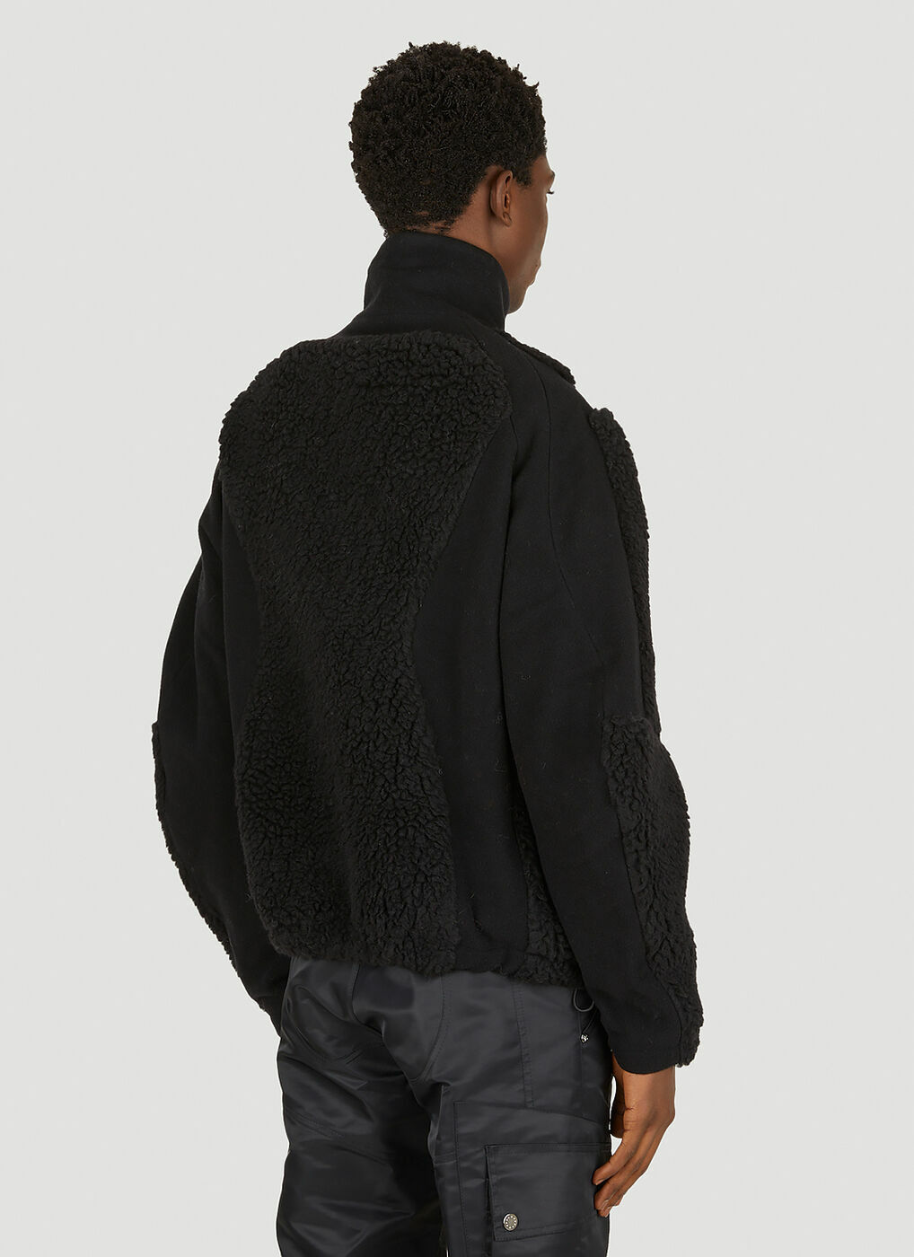 Panelled Fleece Jacket in Black GmbH