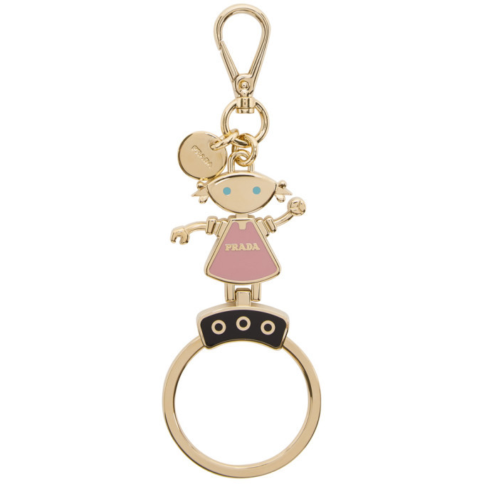 Prada Gold and Pink Robot Doll Keychain 