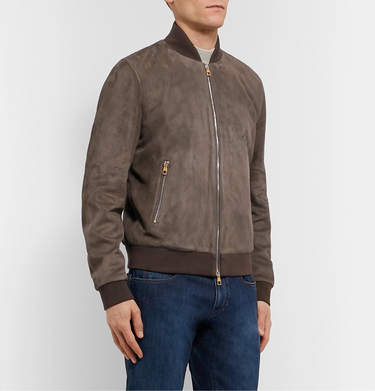 Dunhill - Suede Bomber Jacket - Brown Dunhill