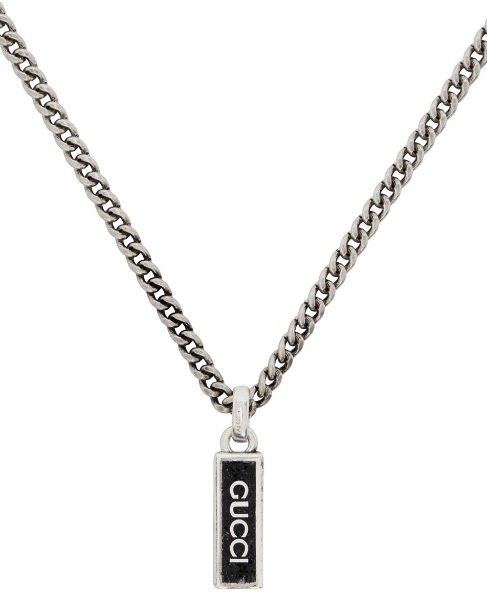 Gucci Silver Enamel Pendant Necklace Gucci