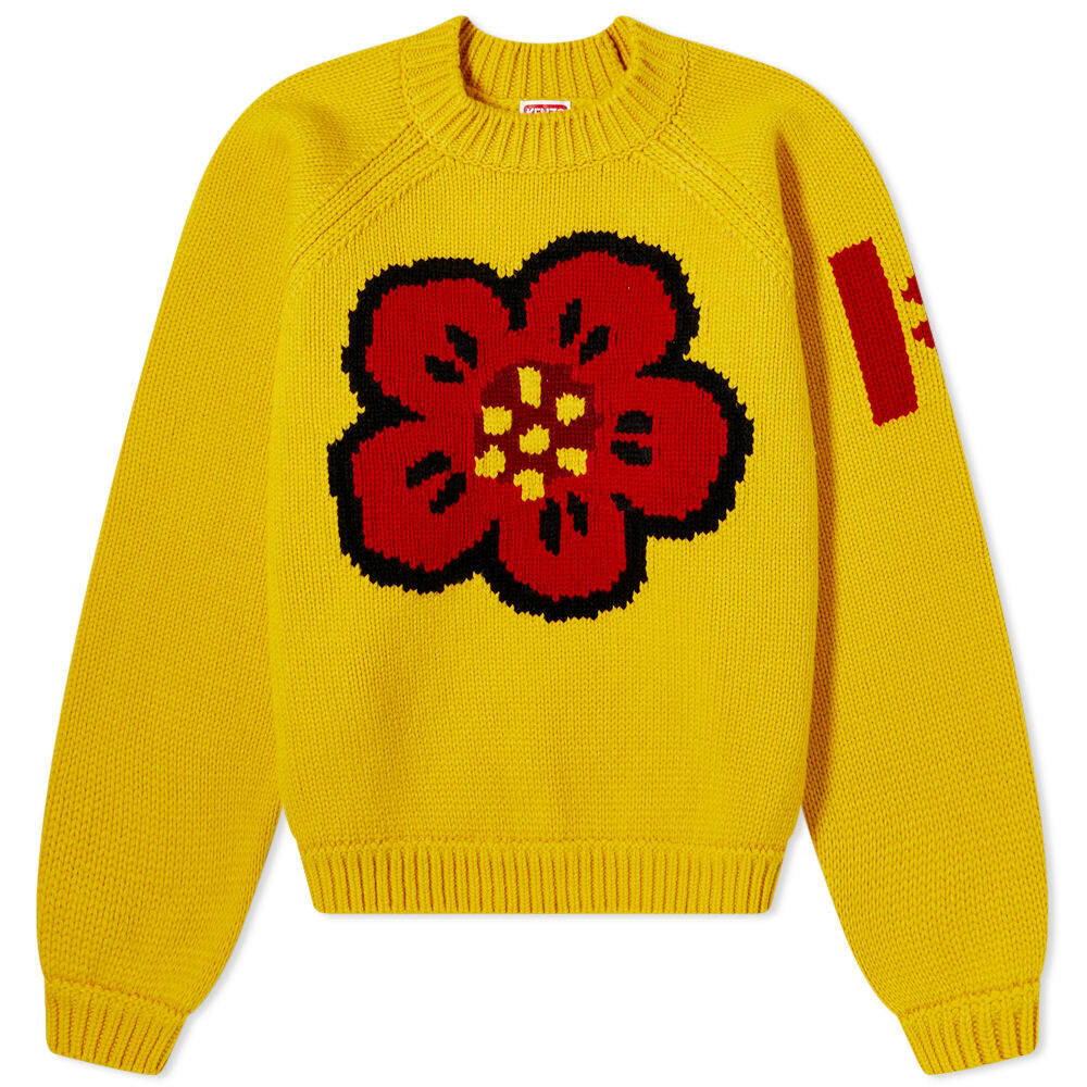 Kenzo Women's Graphic Poppy Chunky Knitted Jumper in Golden Yellow Kenzo