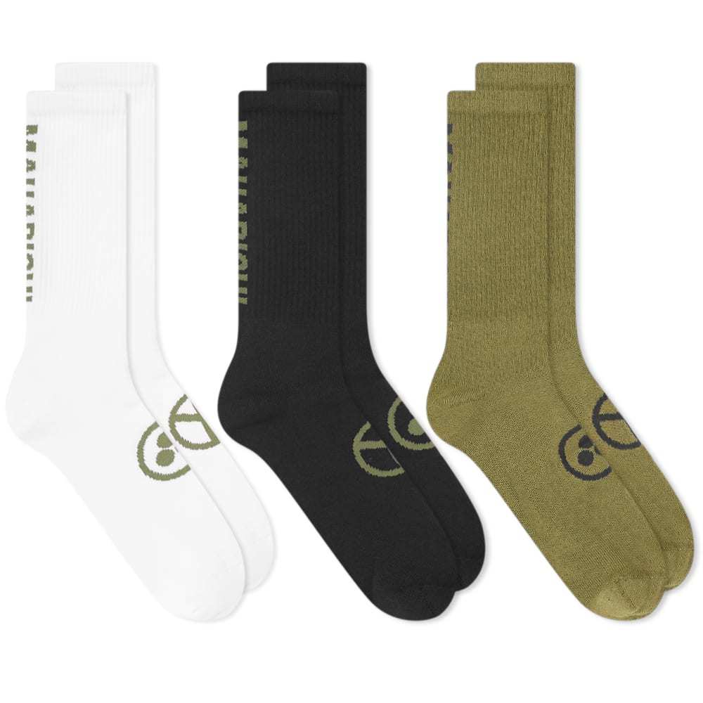 9506円 ついに再販開始 マハリシ メンズ 靴下 アンダーウェア Maharishi Miltype Peace Sport Sock - 3 Pack White Black Olive