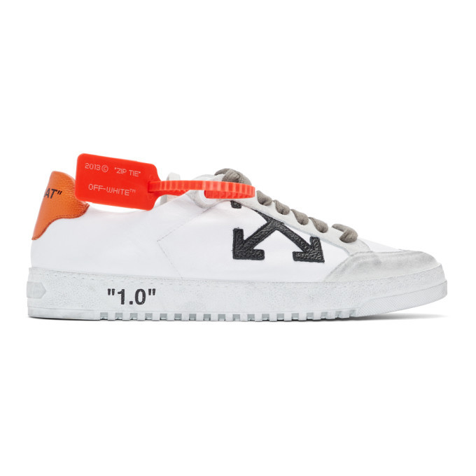 Off-White White and Orange 2.0 Low Sneakers Off-White