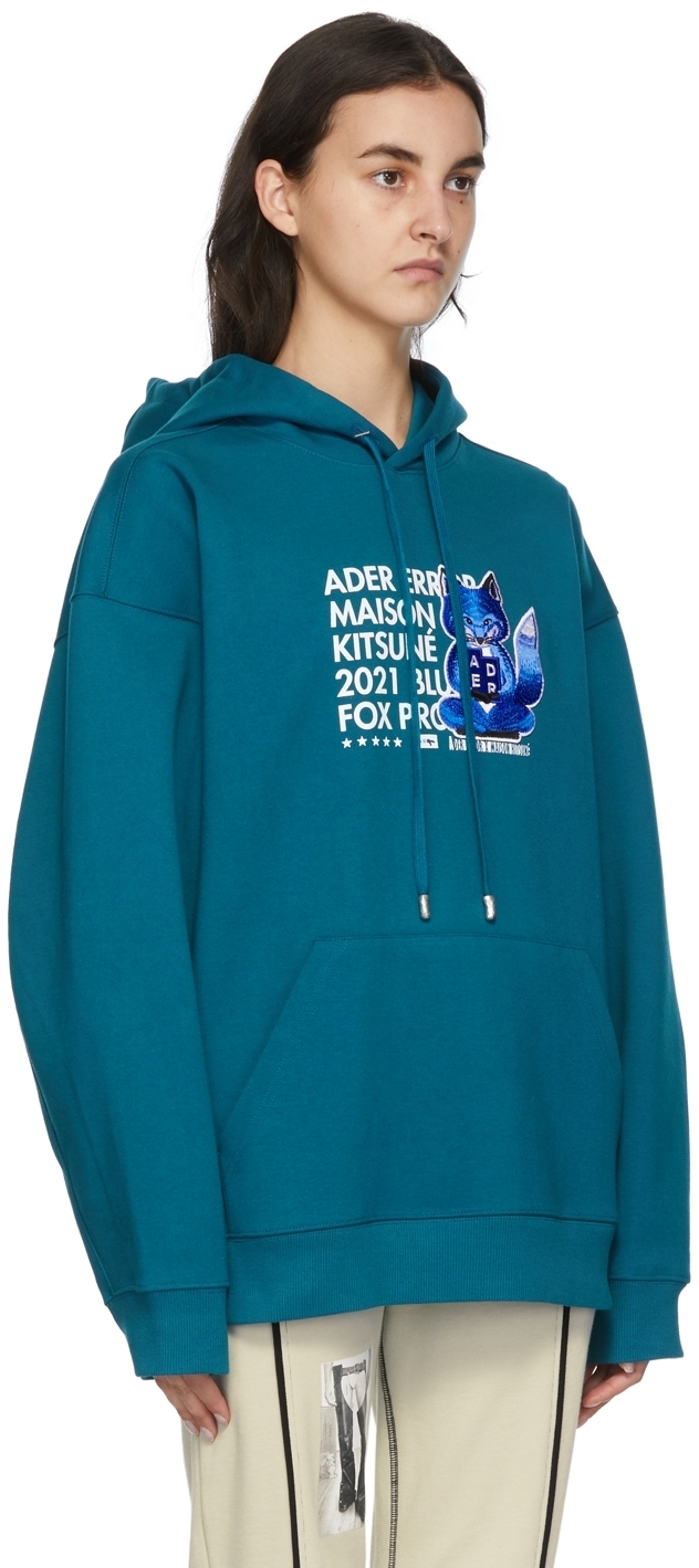 Maison Kitsuné Blue ADER error Edition Meditation Fox Hoodie Maison Kitsune