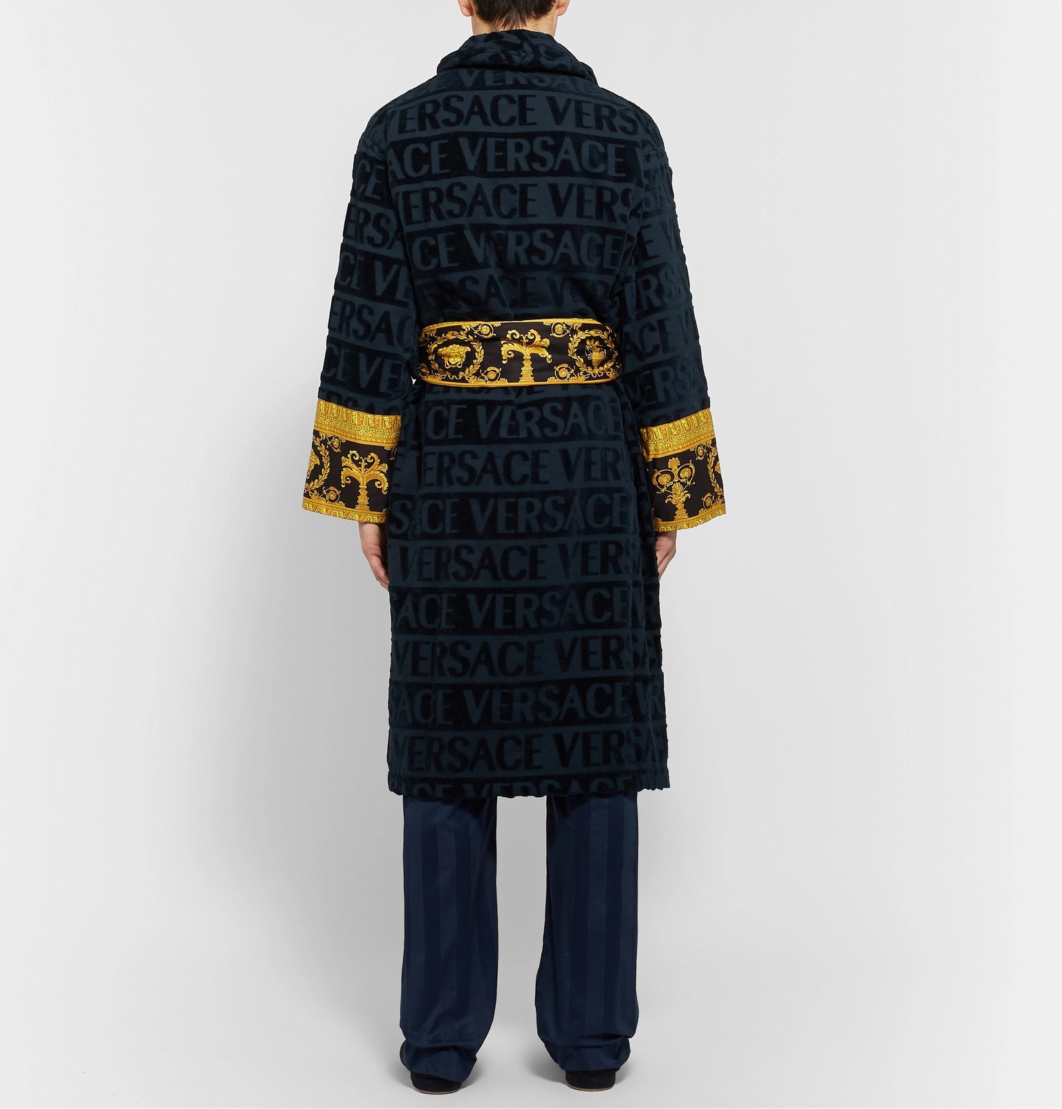 navy blue versace robe