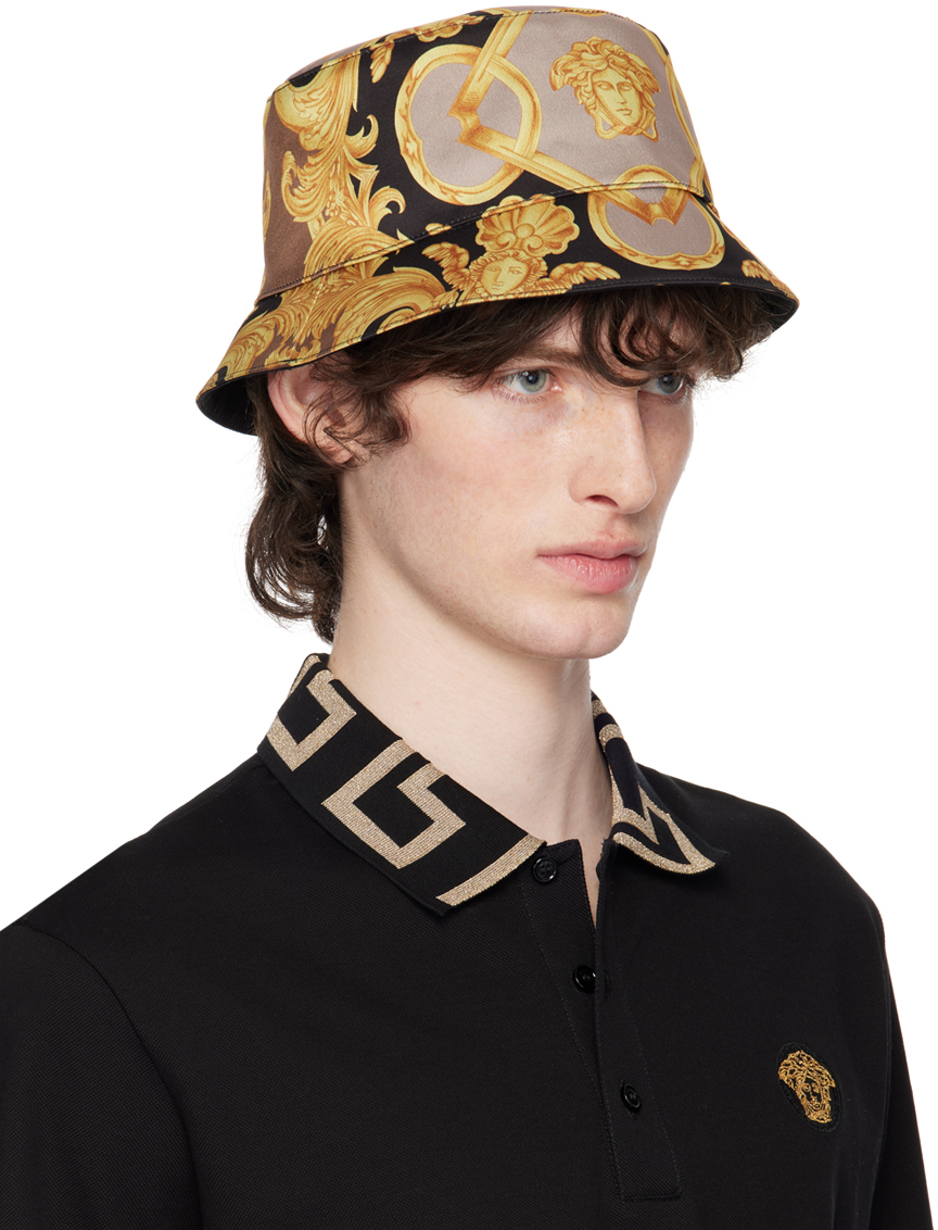 Versace Black & Gold Heritage Print Bucket Hat Versace