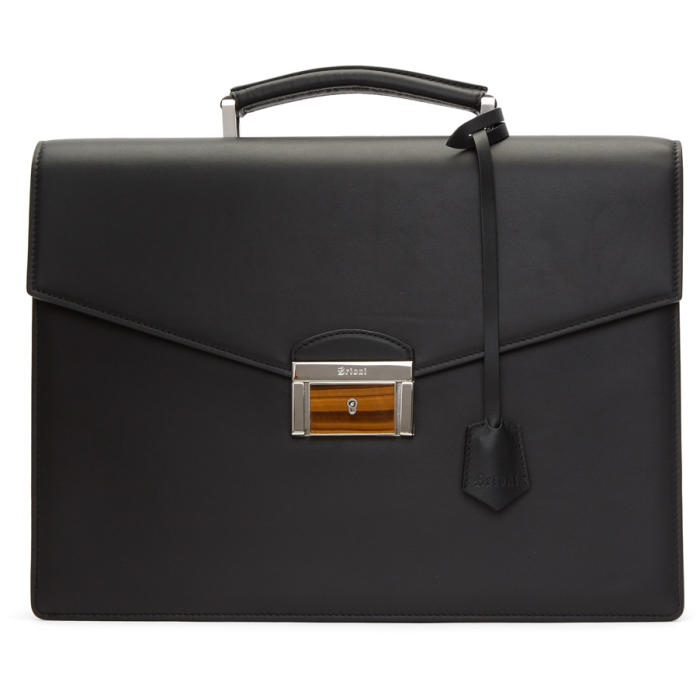 Brioni Black Double Gusset Briefcase Brioni