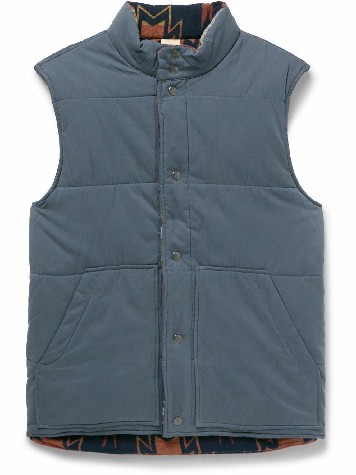 Photo: Faherty - Doug Good Feather Reversible Quilted Shell Gilet - Blue