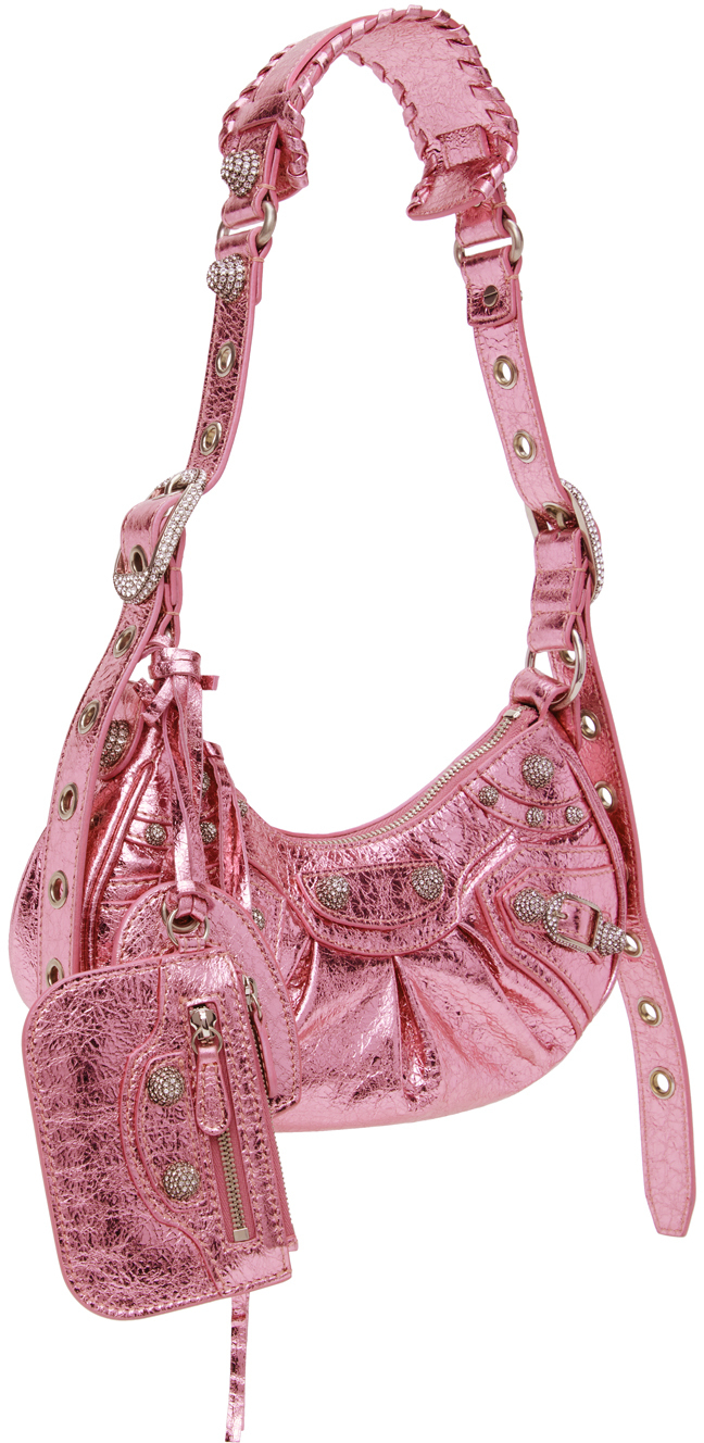 Balenciaga Women Pink Nappa Leather Le Cagole Xs Shoulder Bag