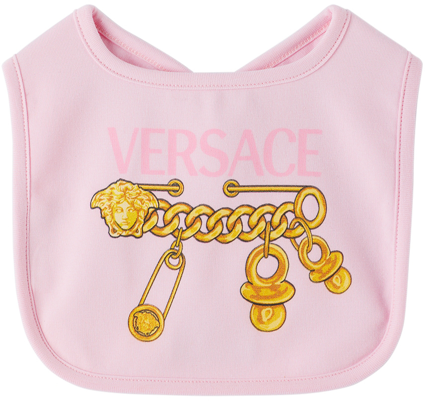 Versace Baby Pink 'Donatella' Bodysuit & Bib Set Versace
