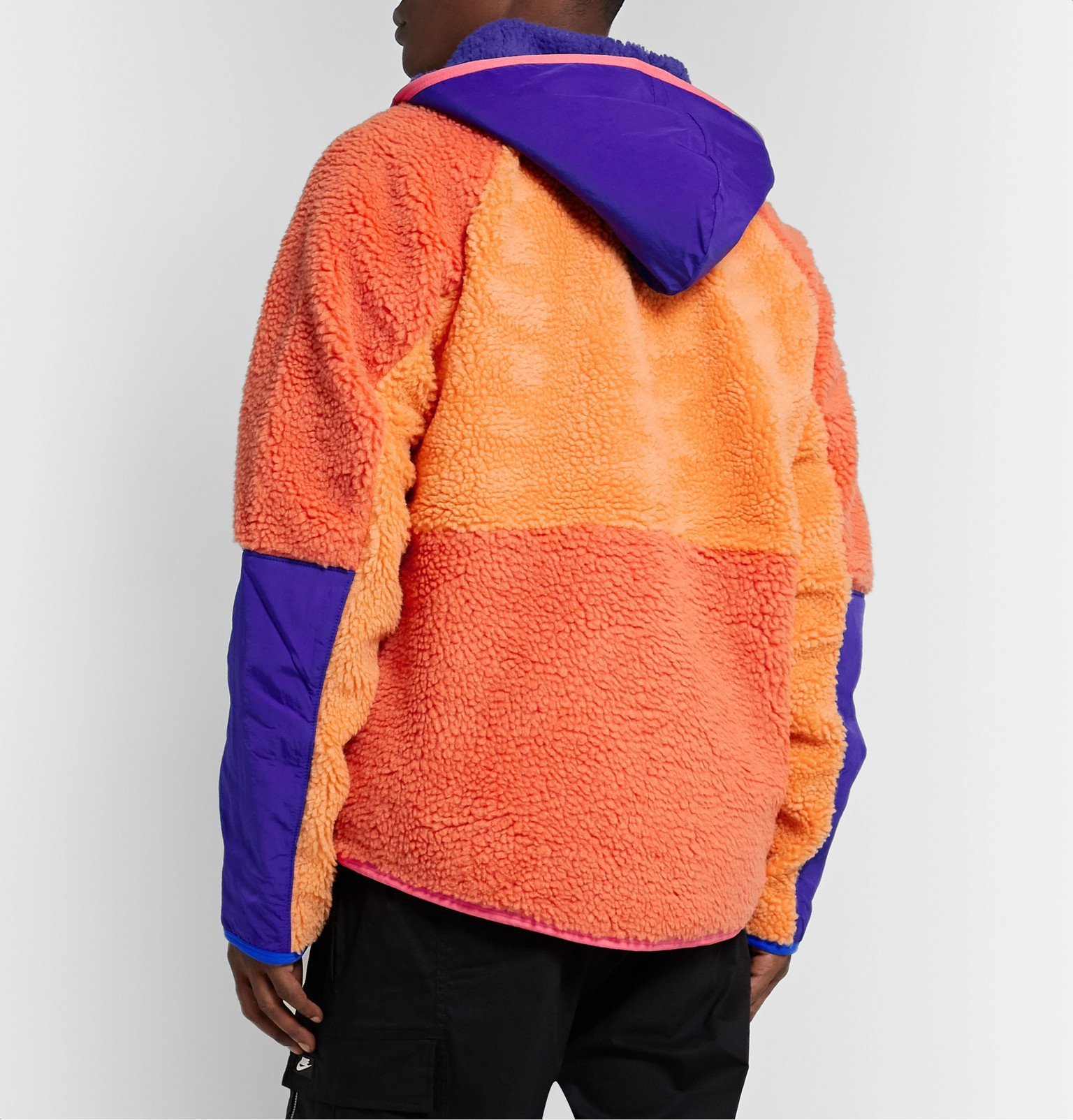 nike blue and orange polar fleece half zip sweatshirt