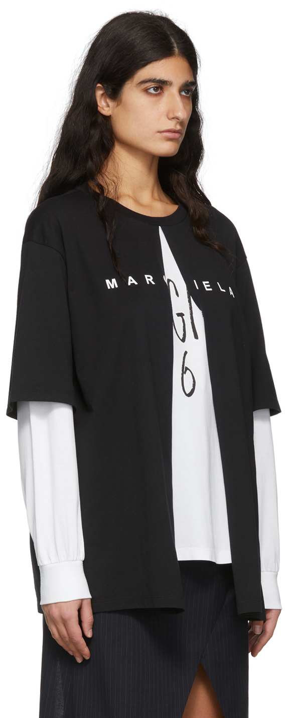 MM6 Maison Margiela Black Cotton Long Sleeve T-Shirt MM6 Maison Margiela
