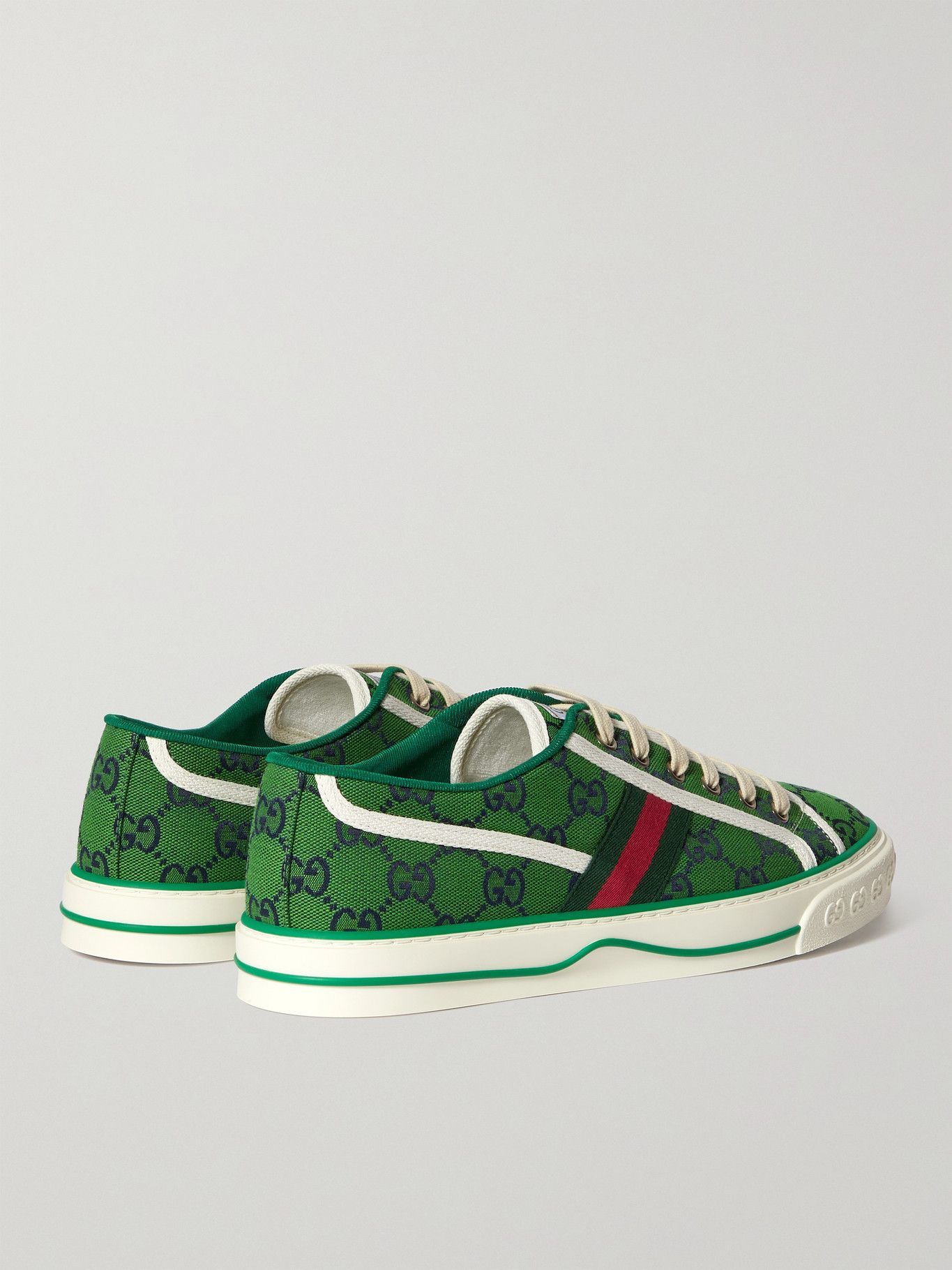 GUCCI - Tennis 1977 Webbing-Trimmed Logo-Jacquard Canvas Sneakers ...