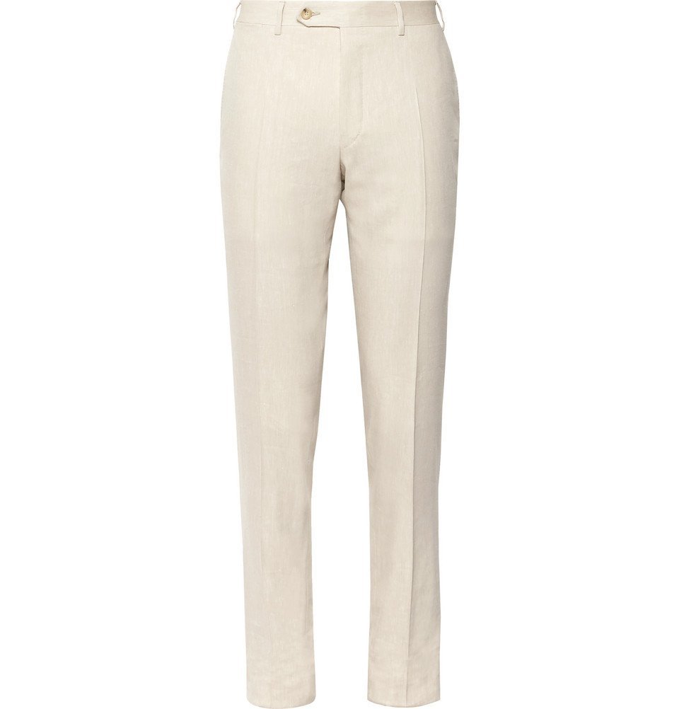 Canali - Beige Kei Slim-Fit Linen and Wool-Blend Suit Trousers - Beige ...