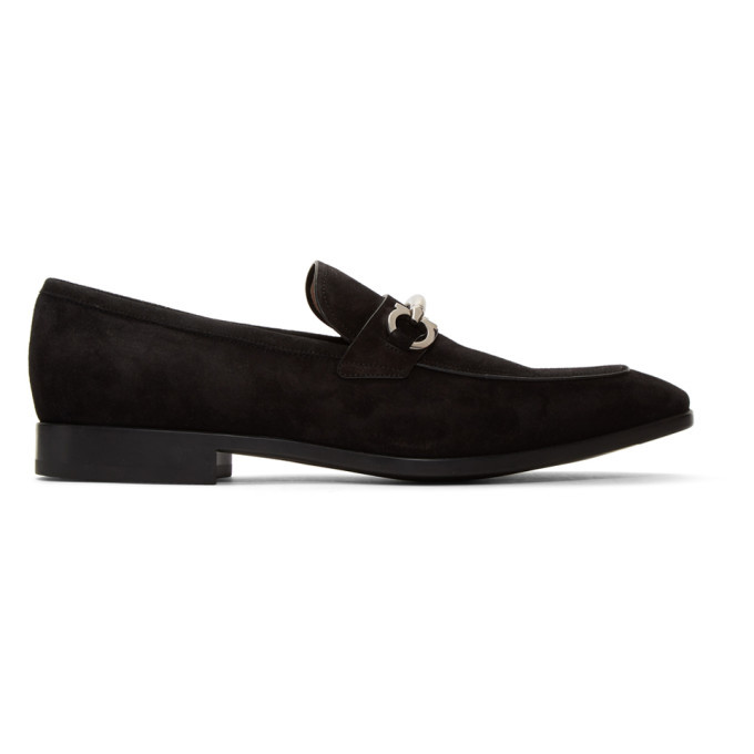 ferragamo black suede loafers