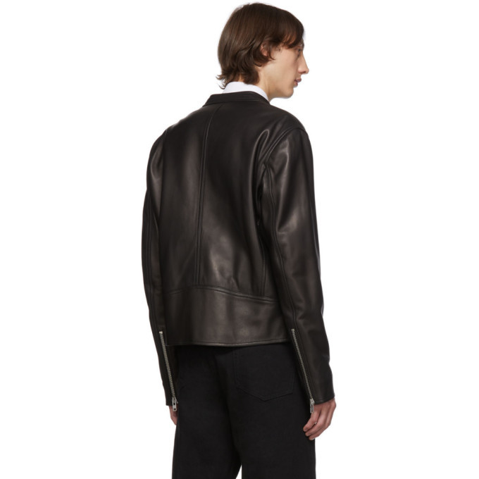 Maison Margiela Black Leather 5-Zip Sports Jacket Maison Margiela