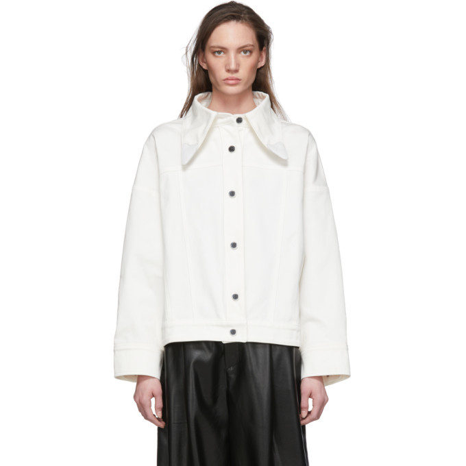 Lecavalier White Denim Cowboy Collar Jacket